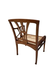 Art Nouveau Armchair with Wicker Seat by H.P. Mutters & Zoon, 1900s